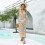 Comfortable Long Skirt Breathable Polyester-oran1ge white M 7