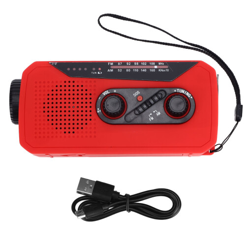 Notfall-Hand-Solarradio mit 2000mAh LED-Taschenlampe – Rot EU 1