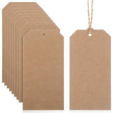 200 Kraft Paper  Tags with String, Blank TearResistant Labels for Clothing and Packaging