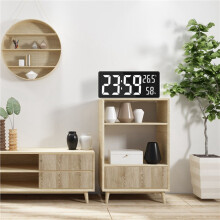 4X Relógio de Parede Digital Led, Display de Dígitos Grandes, Temperatura Interna e Umidade, para Casa de Fazenda, Casa, Sala de Aula, Escritório