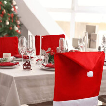 18 Pièces Housses de Chaise de Noël Housses de Chaise de Chapeau de Père Noël pour Salle à Manger Décorations de Noël de Vacances Rouge
