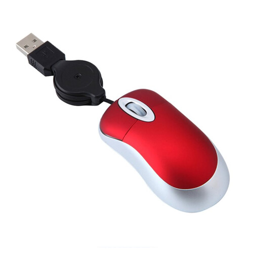 4X  USB Wired Mouse Retractable Cable Tiny Small Mouse 1600 DPI for Windows 98 2000 XP Vista Ve (Red) 2