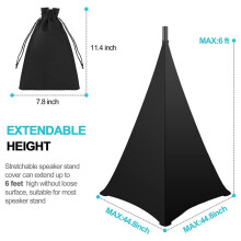 5X Copertura per Supporto per Altoparlante, Supporto per Altoparlante DJ Gonna per Treppiede con Borsa per il Trasporto, Copertura Nera un 360 Gradi