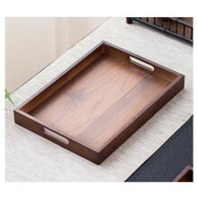 2X Rectangular Bamboo Wood Tea Tray Display Plate Walnut Color Cup Storage Handle Japanese Tea Set Tray 35x25x4cm