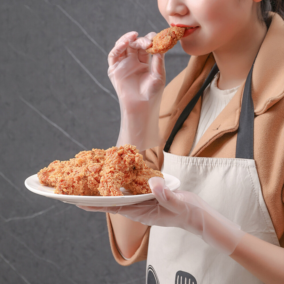 100Pcs Tpe Disposable Food Gloves, Thick, Transparent, Kitchen Use 8461390379084