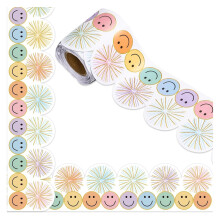 Smiling Face Pattern Border Trim Wall Sticker Bulletin Board 32.8Ft 7.5Cm Classroom Chalkboard Notice Board