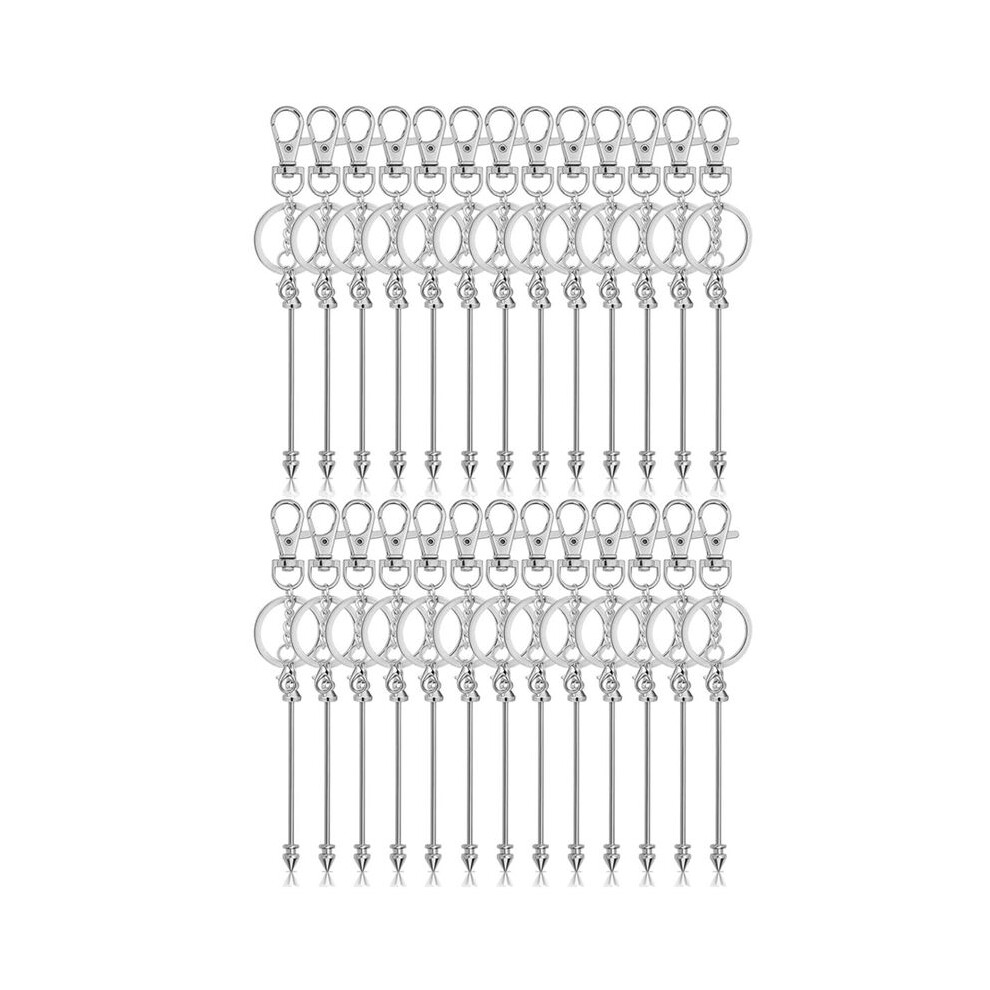 26Pcs Beadable Keychain Bar,Bead Keychain Beaded Keychain For Pendant Diy,Blank Keychain Accessories For Keychain Making Tauoh