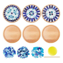 1 Juego de Kit de Manualidades de Mosaico para Adultos Principiantes, Piezas de Azulejos de Mosaico de Vidrio Azul con Bandeja Base en para el