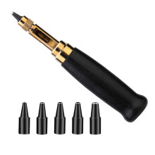 Belt Hole Punch,Interchangeable Punch, Suitable for Leather,Paper,Belt Hole Punch, Wooden Handle Binding Tool Black