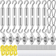 92-Teiliges Sonnensegel-Hardware-Kit, Rostfreies Schatten-Hardware-Kit für die Installation Von Dreieckigen und Rechteckigen Sonnensegeln,