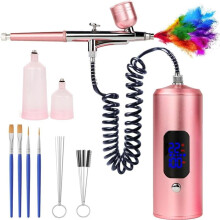 Kit de Aerógrafo LCD con Compresor de Aire, Máquina Aerógrafo Inalámbrica de 3 Velocidades con Manguera para Cosméticos, Arte de Pintura