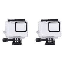 2X Waterdichte Behuizing voor  Hero7 Wit en Hero7 Zilver, Beschermende 45M Onderwaterduikkoffer met Beugelaccessoires voor Go Pro Hero7