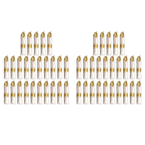 50 Pre Rolled Gold Plastic Silverware - Wrapped Disposable Silverware Set with Forks, Knives, Spoons, White Napkins