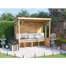Garden Arbour With Glazed Panels, W2.4m x D1.2m / W8' x D4', Pressure Treated, Superfelt Apocallipo Dunster House