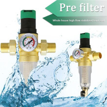 Backwash Filter with Pressure Regulator and Pressure Gauge, 3/4 Inch House Connection, Reusable Pressure Regulator
