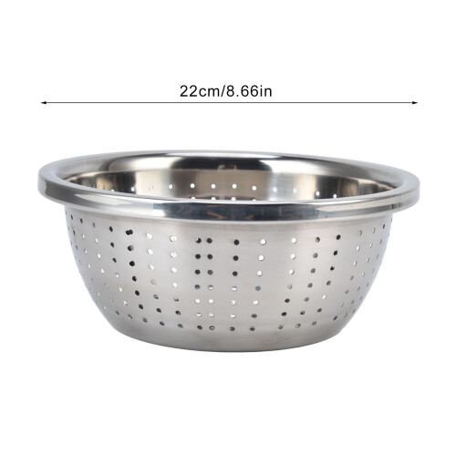 22cm Rustproof Stainless Steel Vegetable Washing Basket, Silver 2