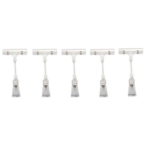 5 Pcs 6.5 inch Height Transparent Plastic Double Clips Adjustable  Sign Card Display Holder