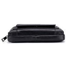 Men's Leather Waist Bag Fanny Pack with Pouch, 18x12x3.5cm, Black/Brown