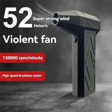 Turbo Jet Fan 130,000RPM Turbo Jet Fan 3-Speed Adjustable Wind Speed Brushless Motor Handheld Duct Fan Gray