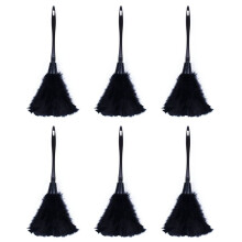 6pc Fashion Turkey Feather Duster with Black Plastic Handle Cleaning Tool(Black)35cm