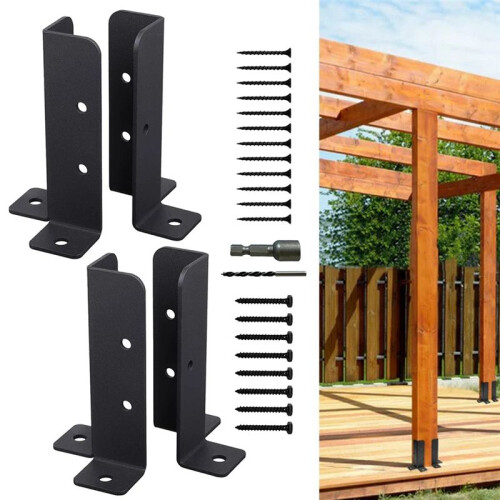 4Pcs Adjustable Deck Post Anchor Base Brackets Fence for Pergola Fence Railing Mailbox Pavilion Garden Tool 1
