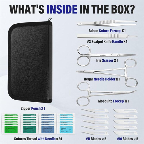 40Pcs SuturePractice Kit for Medicine Students SutureTraining,24 Packs SuturesThread,Complete Tools for SuturePractice 1