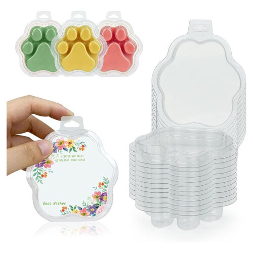 100 Pack Wax Melts, Cat'S Paw Transparent Empty Plastic Wax Melt Container for CorelessTart Candles 2
