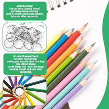 Kit de Feuilles de Plastique Rétractable avec Feuilles Vierges, Papier D'Art Rétractable, Crayons de Couleur, Porte-Clés, Crochets de Boucles