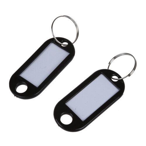 40 Pcs Key ID Label Tags Split Ring Keyring Keychain Black 2