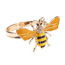 36PCS Yellow Bee Design Metal Napkin Ring Towel Buckle Bee Napkin Holder Wedding Party Holiday Hotel Table Decoration