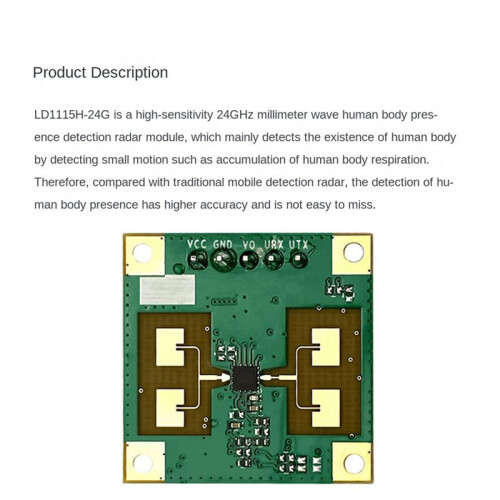 2X 24Ghz Human Presence Sensor Module TTL Serial Communication LD1115H Micro-Motion Detection 2
