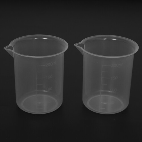 Kitchen Lab Graduated Beaker Clear Plastic Measuring Cup Thicken with Cap Measuring Jug 200ML 4Pcs 1