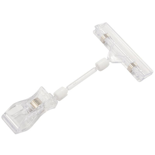 5 Pcs 6.5 inch Height Transparent Plastic Double Clips Adjustable  Sign Card Display Holder 1