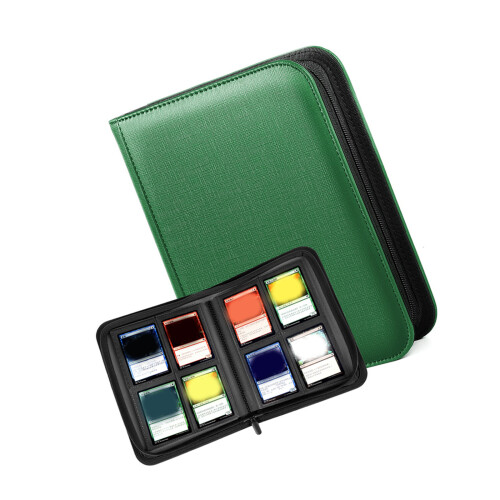 Multipurpose 160 Capacity Pocket Zippered PU Leather Card-Green