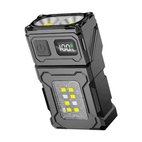 Practical Waterproof Rechargeable Flashlight with 3-DC08 black