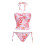 2pcs Elegant Halterneck Split Tankini Set Bright-red flower M 1