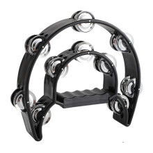 Tambourin musical Ă secouer avec anneaux en acier-Noir