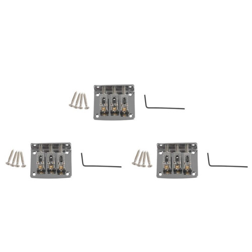 3X 3 String Guitar  String Bridge Bridge Pull String Hard Tail Guitar Bridge Tail 3 String Guitar Replacement Silver
