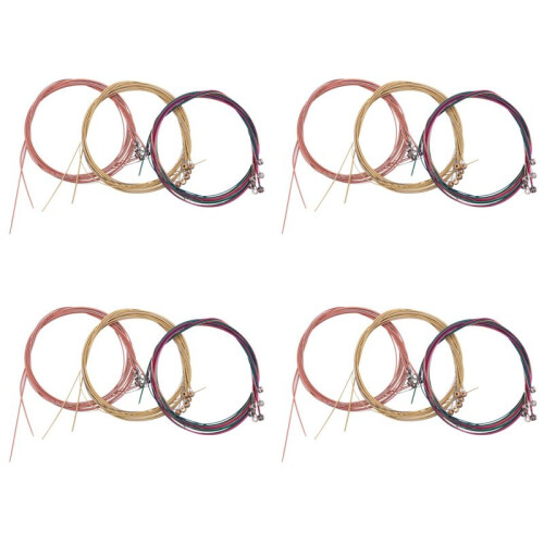 12 Sets Guitar Strings Replacement Steel String for Acoustic Guitar (4 Brass Set, 4 Copper Set and 4 Multicolor Set)