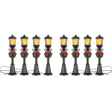 8 Pcs Christmas Lamp Post Train Lamp Miniature Street Lamp Decorative Lights for DIY Dollhouse Village Pathway