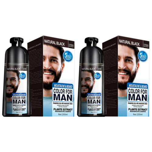 2X Permanent Bart Farbstoff Shampoo für Männer Bart Sterben Entfernung Weiß Grau Bart Haar Männer Bart Shampoo 200ML