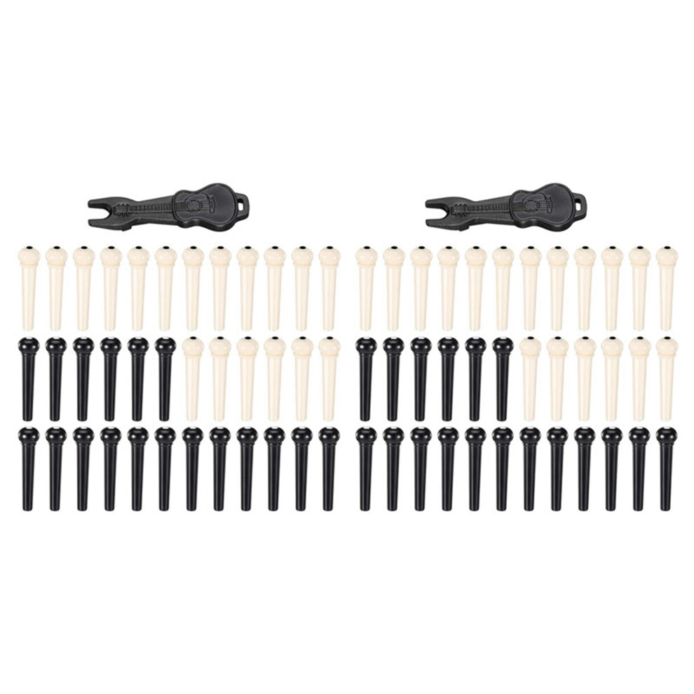 72 Pieces Acoustic Guitar Bridge Pins Pegs In White And Black With 2 Piece Bridge Pin Puller Remover In Guitar 6032010303141