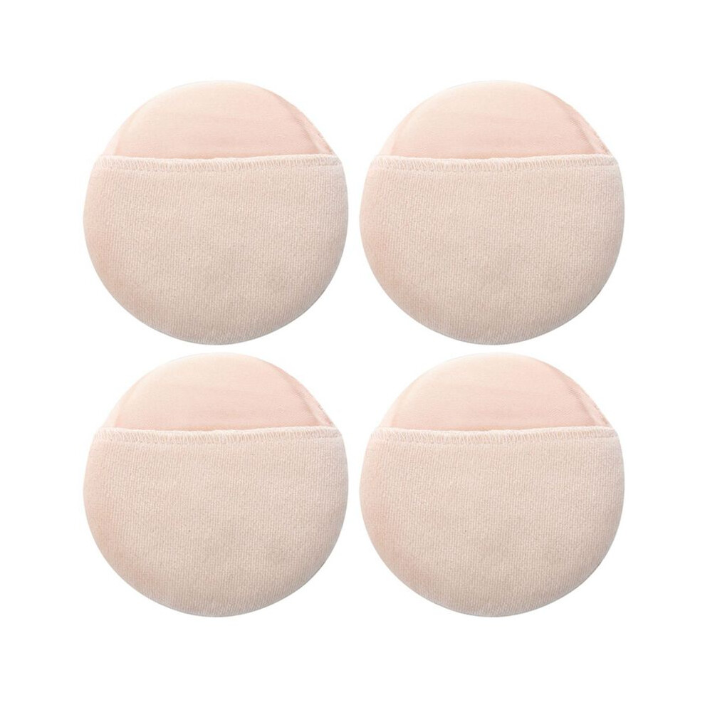 4X Women Cosmetic Beige White Round Face Makeup Facial Powder Puff