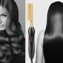 2X Hair Straightener Comb Wet&Dry Hair Straightener Curling Iron Household Electric Comb 3In1 EU Plug