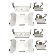 2X Stainless Steel Front Bumper Lower + Axle + Gearbox Mount Protection Skid Plate Set for AXIAL SCX10 II 90046 90047