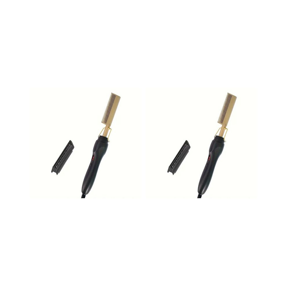 2X Hair Straightener Comb Wet&Dry Hair Straightener Curling Iron Household Electric Comb 3In1 EU Plug