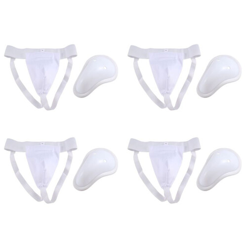 4X Aine Protector Cup Men, Boxe Kickboxing Muay Groin Guard, Ventilé Réglable, Karaté Fighting Training M