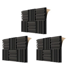 18Pcs Self-Adhesive Acoustic Foam Panels,12 X 12 X 2 Inches Sound Absorbing Foam,Recording Studio Sound Proof Foam Black