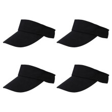 4X Visor Sun Plain Hat Sports Cap Colors Tennis Beach New Adjustable Men Women-Black