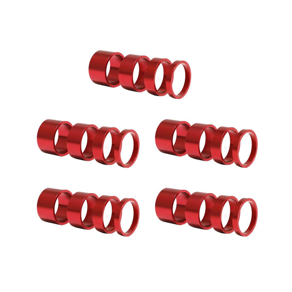 20Pcs 5/10/15/20Mm Aluminum Alloy Headset Stem Spacer Mtb 28.6Mm Fork Washer Cap For Road Bike Cycling,Red 6033639863634